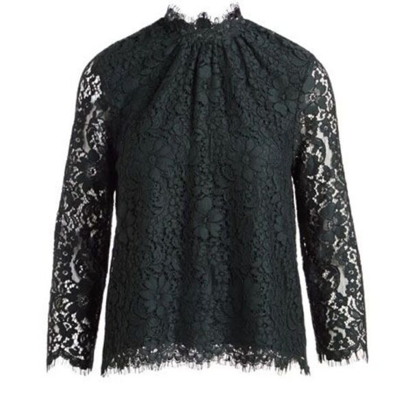 JOIE Freyda Green Mock-Neck Lace Top Blouse - Size Small / S - Picture 9 of 10